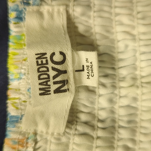 Madden NYC crop ruched top elasticized back padded cups balloon sleeves sz L - Picture 9 of 11